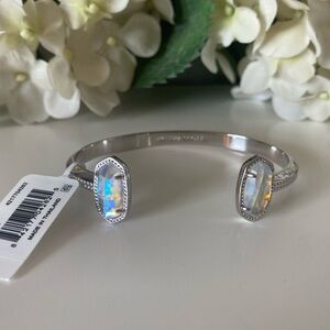 NWT Kendra Scott Elton Cuff Bracelet ~ Silver & Dichroic Glass